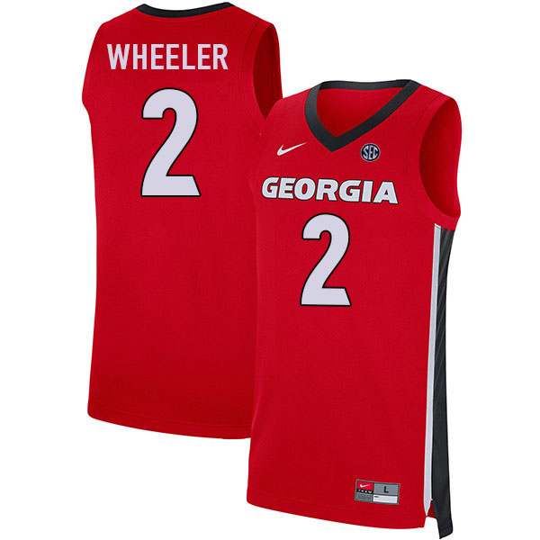 Georgia Bulldogs #2 Sahvir Wheeler College Basketball Jerseys Sale-Red